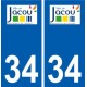 34 Jacou logo ville autocollant plaque stickers