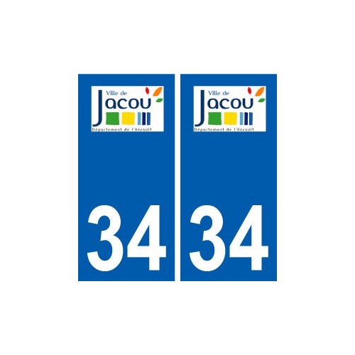 34 Jacou logo ville autocollant plaque stickers