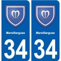 34 Marsillargues blason ville autocollant plaque stickers