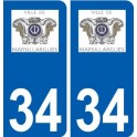 34 Marsillargues logo city sticker, plate sticker
