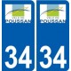 34 Poussan logo ville autocollant plaque stickers