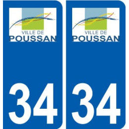34 Poussan logo ville autocollant plaque stickers