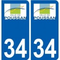 34 Poussan logo ville autocollant plaque stickers