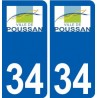 34 Poussan logo ville autocollant plaque stickers