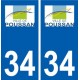 34 Poussan logo ville autocollant plaque stickers