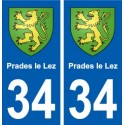 34 Prades-le-Lez blason ville autocollant plaque stickers