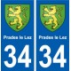 34 Prades-le-Lez blason ville autocollant plaque stickers
