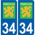 34 Prades-le-Lez logo ville autocollant plaque stickers