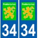 34 Prades-le-Lez logo ville autocollant plaque stickers