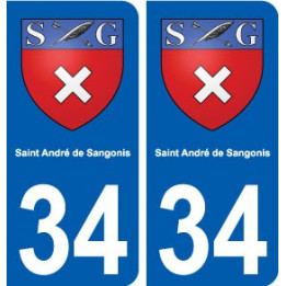 34 Saint-André-de-Sangonis blason ville autocollant plaque stickers