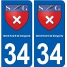 34 Saint-André-de-Sangonis blason ville autocollant plaque stickers