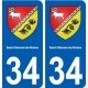34 Saint-Clément-de-Rivière blason ville autocollant plaque stickers
