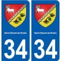34 Saint-Clément-de-Rivière blason ville autocollant plaque stickers