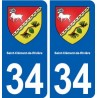 34 Saint-Clément-de-Rivière blason ville autocollant plaque stickers