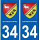 34 Saint-Clément-de-Rivière blason ville autocollant plaque stickers