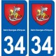 34 Saint-Georges-d'Orques blason ville autocollant plaque stickers