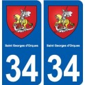 34 Saint-Georges-d'Orques blason ville autocollant plaque stickers