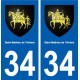 34 Saint-Mathieu-de-Tréviers blason ville autocollant plaque stickers