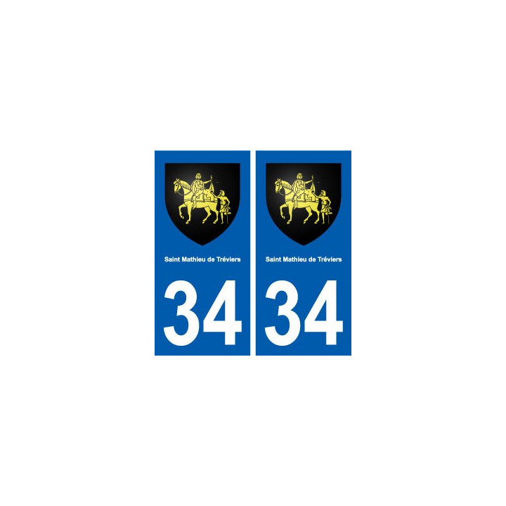 34 Saint-Mathieu-de-Tréviers blason ville autocollant plaque stickers