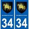 34 Saint-Mathieu-de-Tréviers blason ville autocollant plaque stickers