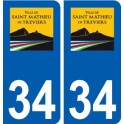 34 Saint-Mathieu-de-Tréviers logo ville autocollant plaque stickers