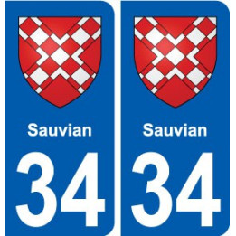 34 Sauvian blason ville autocollant plaque stickers