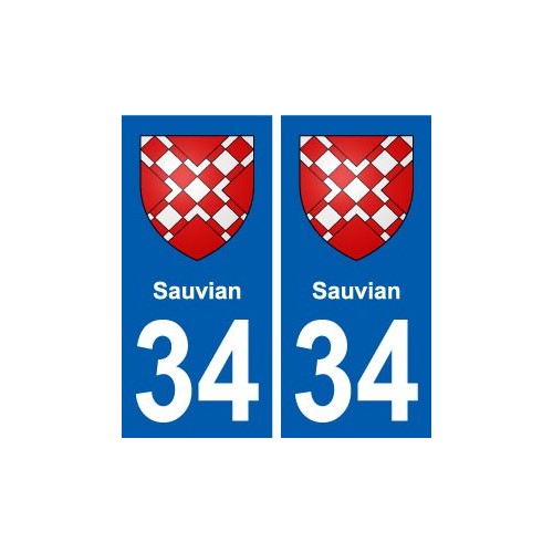 34 Sauvian blason ville autocollant plaque stickers