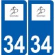 34 Sauvian logo ville autocollant plaque stickers