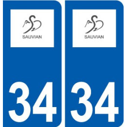 34 Sauvian logo ville autocollant plaque stickers