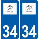 34 Sauvian logo ville autocollant plaque stickers