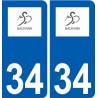 34 Sauvian logo ville autocollant plaque stickers