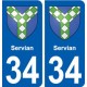 34 Servian blason ville autocollant plaque stickers