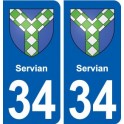 34 Servian blason ville autocollant plaque stickers
