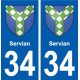 34 Servian blason ville autocollant plaque stickers