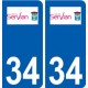 34 Servian logo ville autocollant plaque stickers