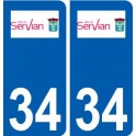 34 Servian logo ville autocollant plaque stickers