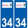 34 Servian logo ville autocollant plaque stickers