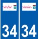 34 Servian logo ville autocollant plaque stickers