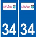34 Servian logo ville autocollant plaque stickers