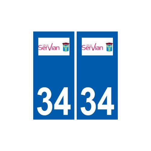 34 Servian logo ville autocollant plaque stickers