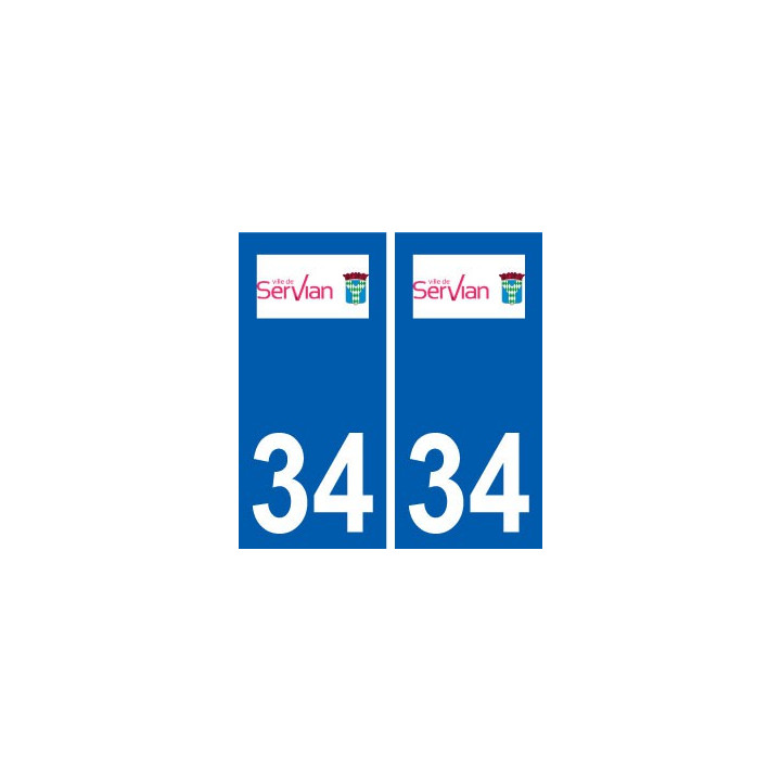 34 Servian logo ville autocollant plaque stickers