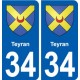 34 Teyran blason ville autocollant plaque stickers