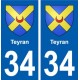 34 Teyran blason ville autocollant plaque stickers