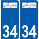 34 Teyran logo ville autocollant plaque stickers
