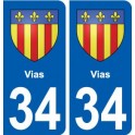 34 Vias blason ville autocollant plaque stickers
