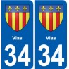 34 Vias blason ville autocollant plaque stickers