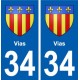 34 Vias blason ville autocollant plaque stickers