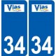 34 Vias logo ville autocollant plaque stickers