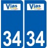 34 Vias logo ville autocollant plaque stickers
