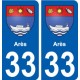 33 Arès blason ville autocollant plaque stickers